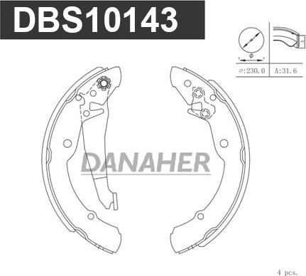 Danaher DBS10143 - Комплект тормозных колодок, барабанные autosila-amz.com