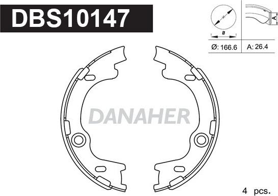 Danaher DBS10147 - Комплект тормозов, ручник, парковка autosila-amz.com