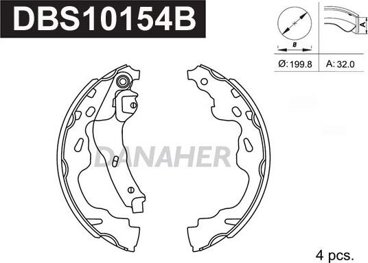 Danaher DBS10154B - Комплект тормозных колодок, барабанные autosila-amz.com