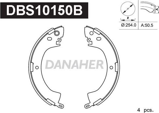 Danaher DBS10150B - Комплект тормозных колодок, барабанные autosila-amz.com