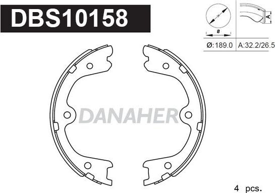 Danaher DBS10158 - Комплект тормозов, ручник, парковка autosila-amz.com