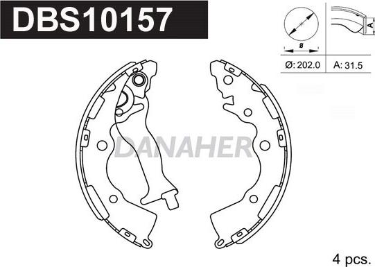 Danaher DBS10157 - Комплект тормозных колодок, барабанные autosila-amz.com