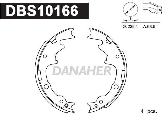Danaher DBS10166 - Комплект тормозных колодок, барабанные autosila-amz.com