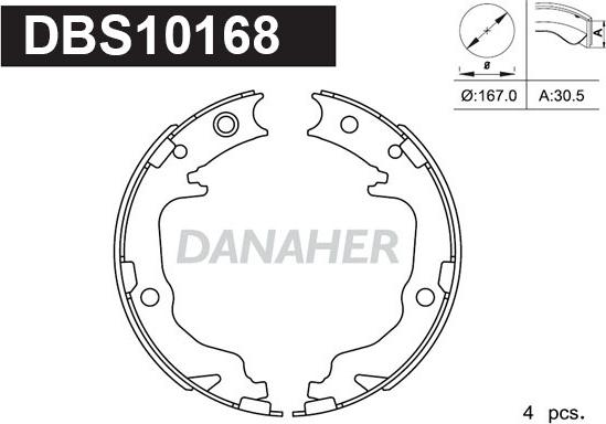 Danaher DBS10168 - Комплект тормозов, ручник, парковка autosila-amz.com