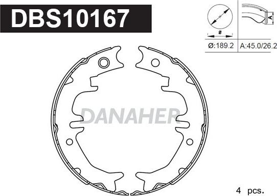 Danaher DBS10167 - Комплект тормозов, ручник, парковка autosila-amz.com