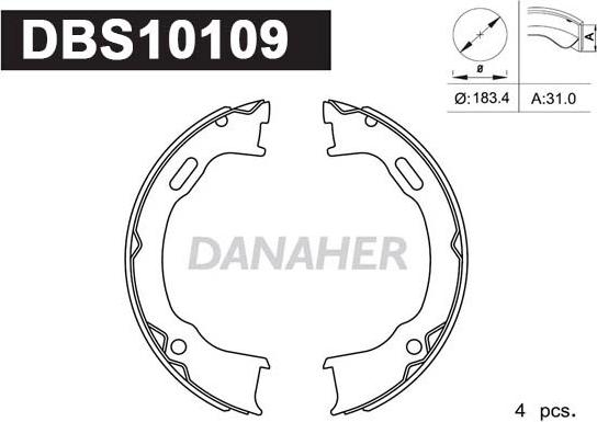 Danaher DBS10109 - Комплект тормозов, ручник, парковка autosila-amz.com