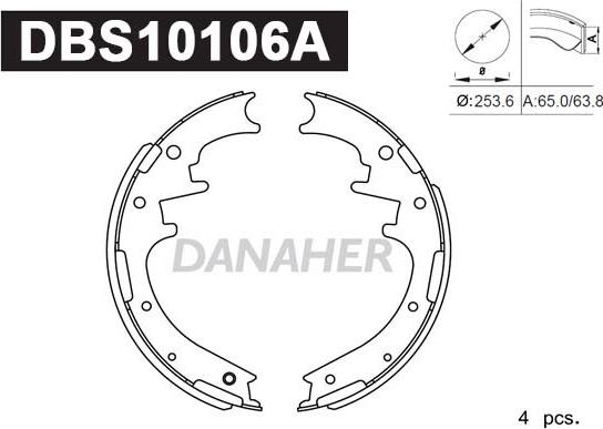 Danaher DBS10106A - Комплект тормозных колодок, барабанные autosila-amz.com