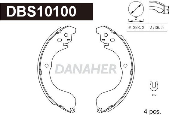 Danaher DBS10100 - Комплект тормозных колодок, барабанные autosila-amz.com