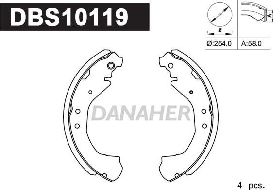 Danaher DBS10119 - Комплект тормозных колодок, барабанные autosila-amz.com