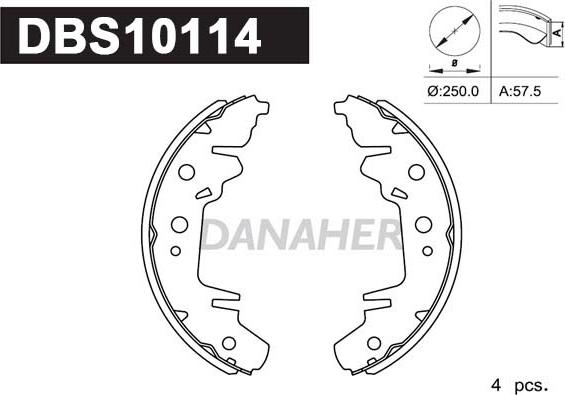 Danaher DBS10114 - Комплект тормозных колодок, барабанные autosila-amz.com