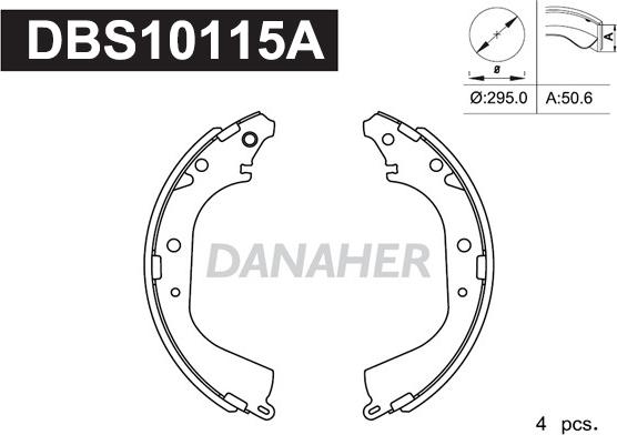 Danaher DBS10115A - Комплект тормозных колодок, барабанные autosila-amz.com