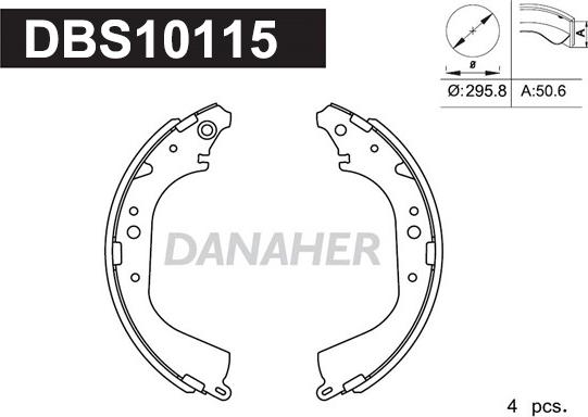 Danaher DBS10115 - Комплект тормозных колодок, барабанные autosila-amz.com