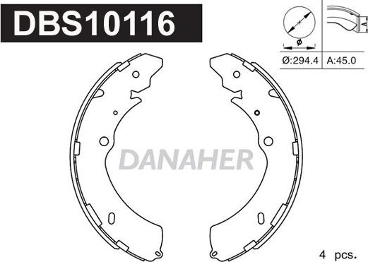 Danaher DBS10116 - Комплект тормозных колодок, барабанные autosila-amz.com