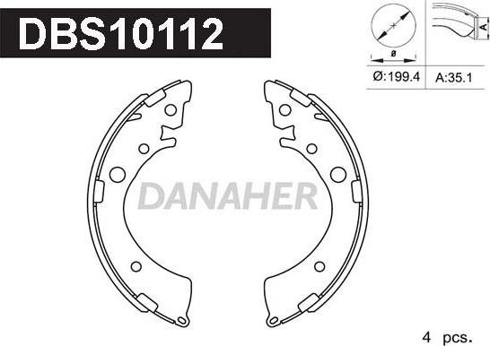 Danaher DBS10112 - Комплект тормозных колодок, барабанные autosila-amz.com