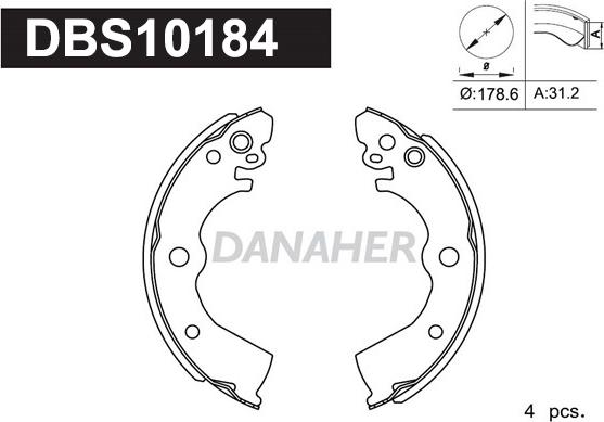 Danaher DBS10184 - Комплект тормозных колодок, барабанные autosila-amz.com