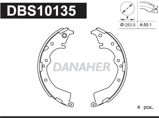 Danaher DBS10135 - Комплект тормозных колодок, барабанные autosila-amz.com