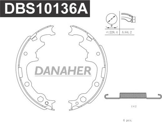 Danaher DBS10136A - Комплект тормозных колодок, барабанные autosila-amz.com