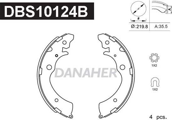 Danaher DBS10124B - Комплект тормозных колодок, барабанные autosila-amz.com