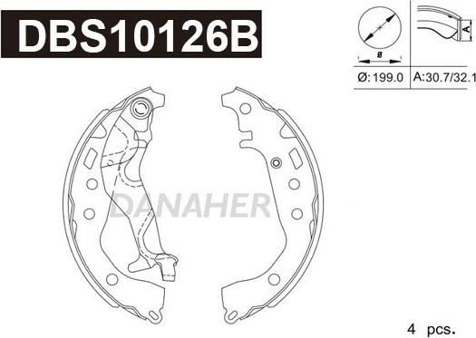 Danaher DBS10126B - Комплект тормозных колодок, барабанные autosila-amz.com