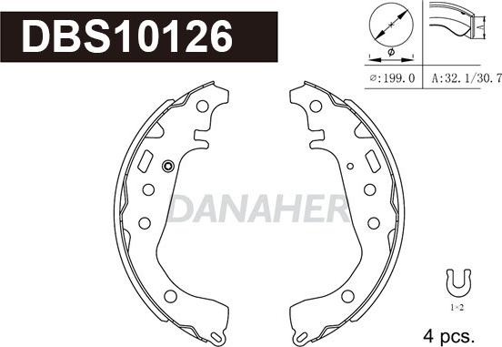 Danaher DBS10126 - Комплект тормозных колодок, барабанные autosila-amz.com