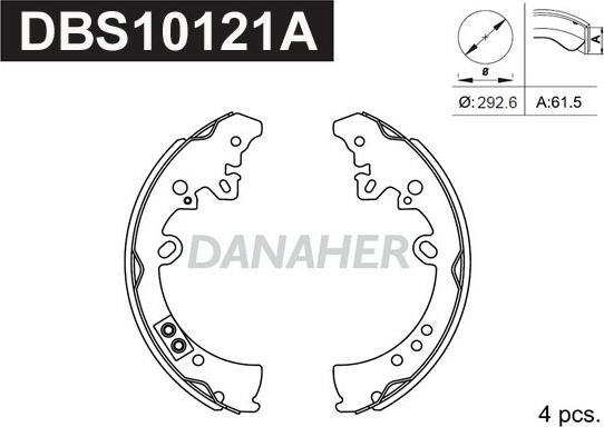 Danaher DBS10121A - Комплект тормозных колодок, барабанные autosila-amz.com