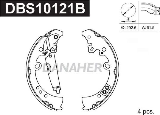 Danaher DBS10121B - Комплект тормозных колодок, барабанные autosila-amz.com