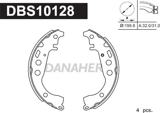 Danaher DBS10128 - Комплект тормозных колодок, барабанные autosila-amz.com