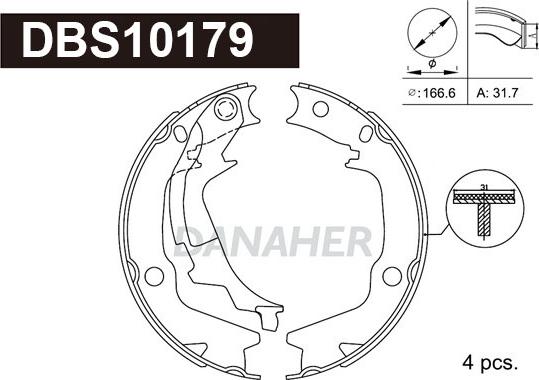 Danaher DBS10179 - Комплект тормозов, ручник, парковка autosila-amz.com