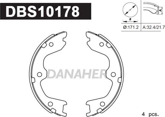 Danaher DBS10178 - Комплект тормозов, ручник, парковка autosila-amz.com
