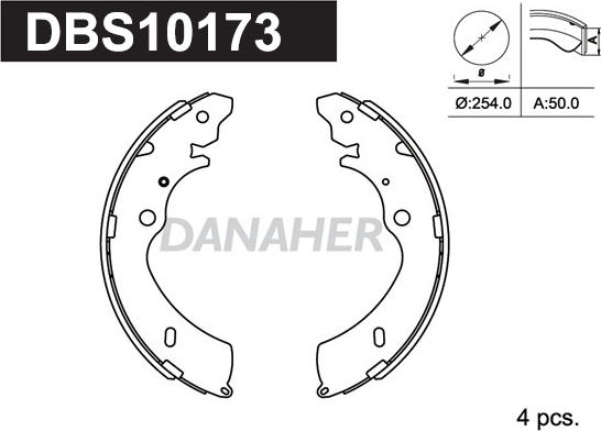 Danaher DBS10173 - Комплект тормозных колодок, барабанные autosila-amz.com