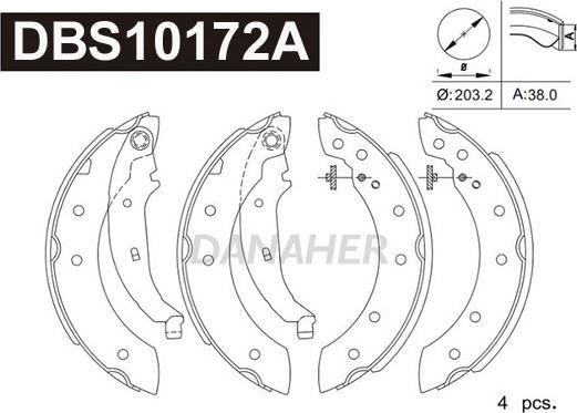 Danaher DBS10172A - Комплект тормозных колодок, барабанные autosila-amz.com