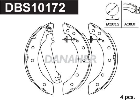 Danaher DBS10172 - Комплект тормозных колодок, барабанные autosila-amz.com