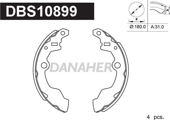Danaher DBS10899 - Комплект тормозных колодок, барабанные autosila-amz.com