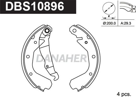 Danaher DBS10896 - Комплект тормозных колодок, барабанные autosila-amz.com