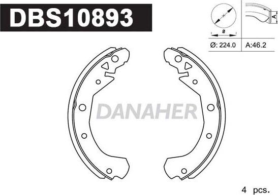Danaher DBS10893 - Комплект тормозных колодок, барабанные autosila-amz.com