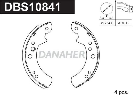 Danaher DBS10841 - Комплект тормозных колодок, барабанные autosila-amz.com