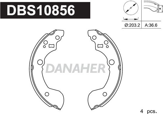 Danaher DBS10856 - Комплект тормозных колодок, барабанные autosila-amz.com