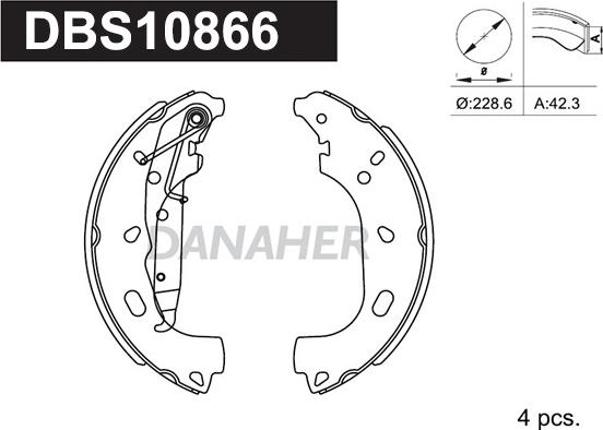 Danaher DBS10866 - Комплект тормозных колодок, барабанные autosila-amz.com