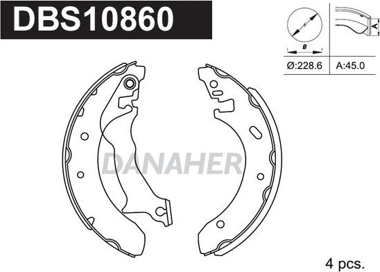 Danaher DBS10860 - Комплект тормозных колодок, барабанные autosila-amz.com