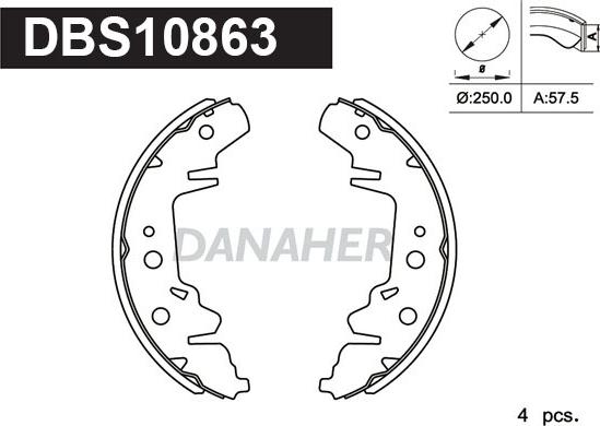 Danaher DBS10863 - Комплект тормозных колодок, барабанные autosila-amz.com