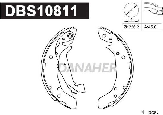 Danaher DBS10811 - Комплект тормозных колодок, барабанные autosila-amz.com