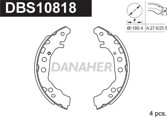 Danaher DBS10818 - Комплект тормозных колодок, барабанные autosila-amz.com