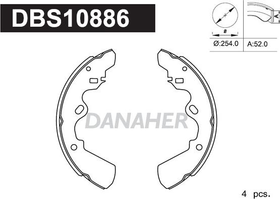 Danaher DBS10886 - Комплект тормозных колодок, барабанные autosila-amz.com