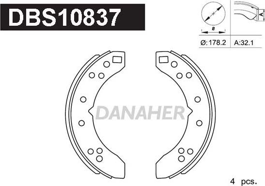 Danaher DBS10837 - Комплект тормозных колодок, барабанные autosila-amz.com