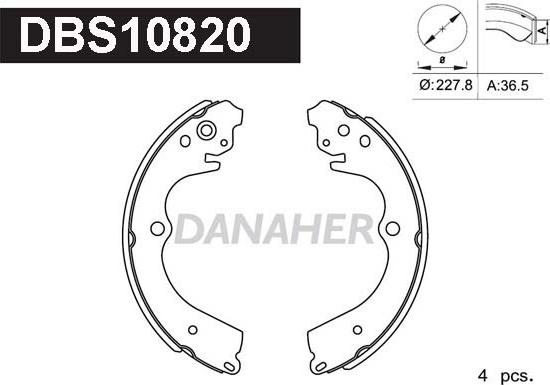 Danaher DBS10820 - Комплект тормозных колодок, барабанные autosila-amz.com