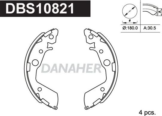 Danaher DBS10821 - Комплект тормозных колодок, барабанные autosila-amz.com