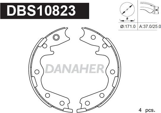 Danaher DBS10823 - Комплект тормозов, ручник, парковка autosila-amz.com