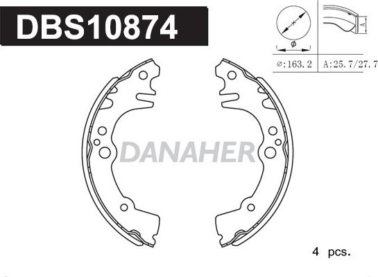 Danaher DBS10874 - Комплект тормозных колодок, барабанные autosila-amz.com