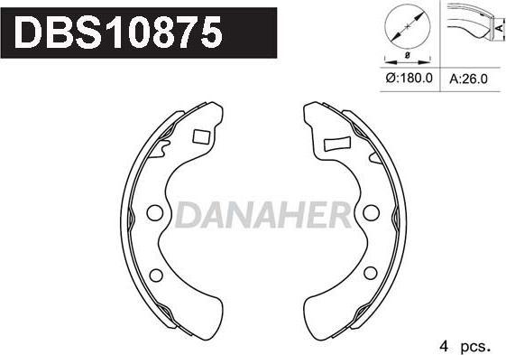 Danaher DBS10875 - Комплект тормозных колодок, барабанные autosila-amz.com