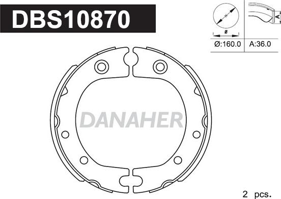 Danaher DBS10870 - Комплект тормозов, ручник, парковка autosila-amz.com